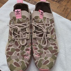 Adidas Camouflage Sneakers - Pink and Tan